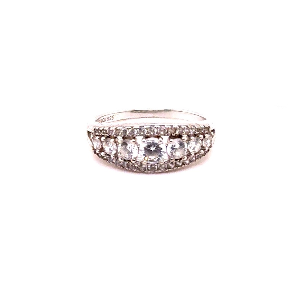 Sterling Silver 925 Cubic Zirconia Multi Stone Halo Ring Size 9